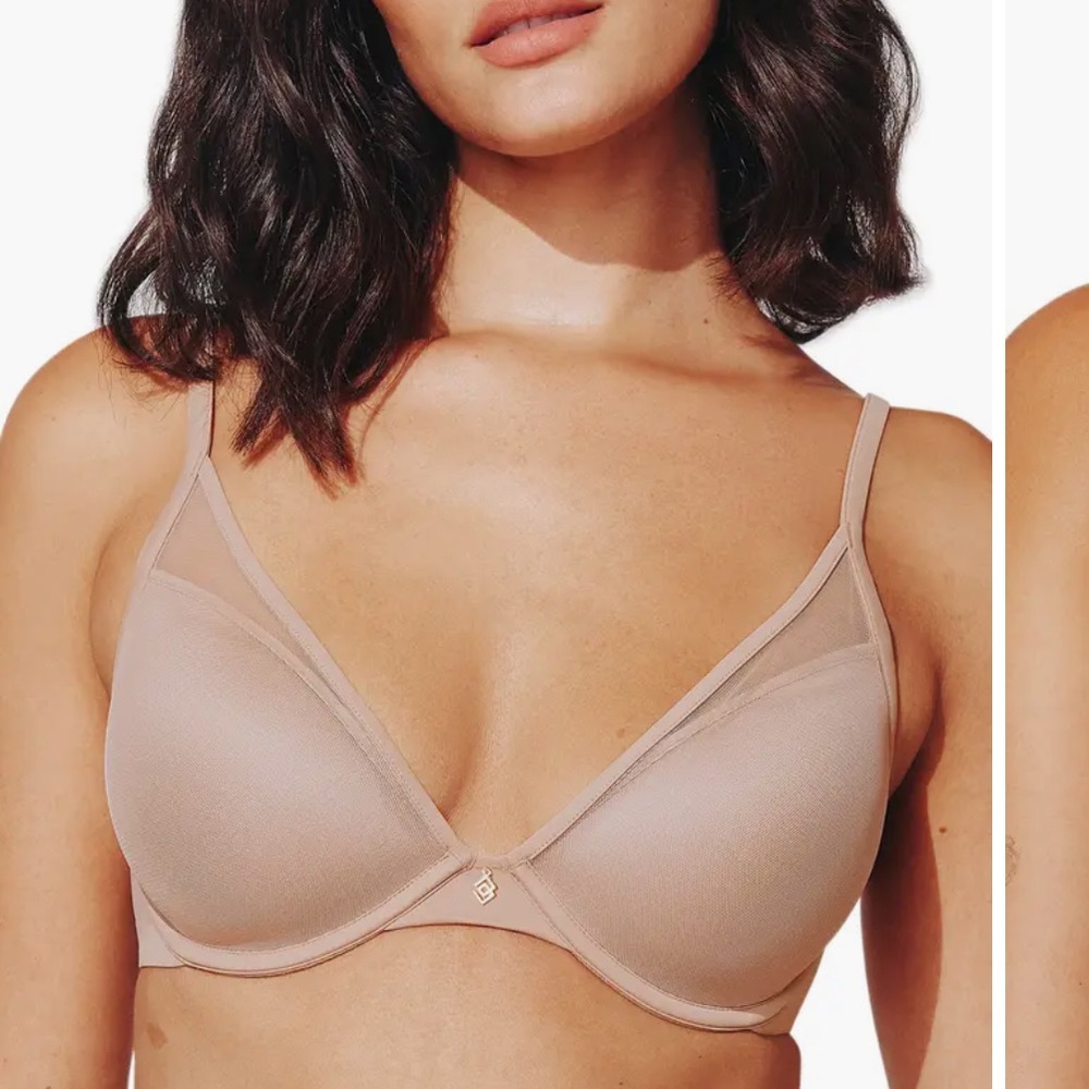 ThirdLove 24/7 Classic‎ Contour Plunge Bra 32 F Taupe Nude Tan Women’s